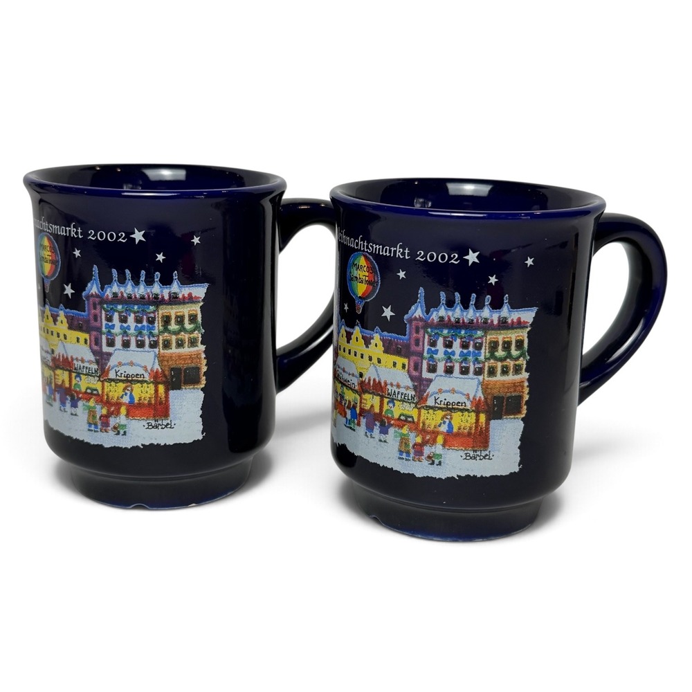 Set 2 Vintage 2002 Würzburger Weihnachtsmarkt Gluhwein Mugs Germany 0.2L